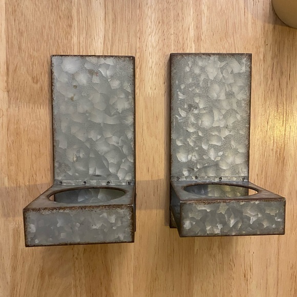 Set of Hobby Lobby Galvanized Candle Holder - Picture 3 of 8